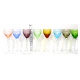 8 clear stem harlequin cordial glasses