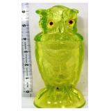 IG vaseline owl candy dish, glows