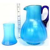 Fenton celeste blue stretch glass guest set