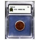 Graded MS65 1945D Lincoln penny