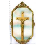 Vntg 11.5x20 framed crucifix
