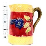Majolica 4in red/yellow creamer