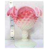 Fenton rosalene hobnail 5in compote