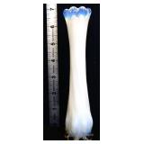 White opalescent 7in bud vase