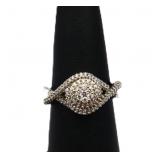 Sterling white sapphire round cut ring, lab grown