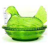 Green 7in hen on nest-not vintage