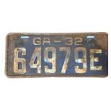1932 Georgia license plate