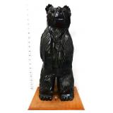 Wood carved 17in black bear figure