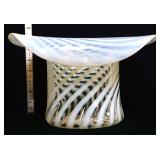 Fenton 7in opalescent spiral optic hat vase