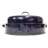 Vntg blue granite broiler w/ lid