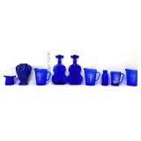 Lot of blue glassware items