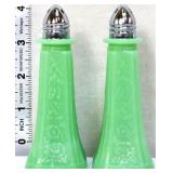 Pair jadeite slim salt/pepper shakers