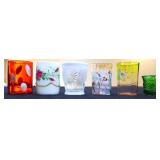 Lot of 6 vntg colorful water glasses