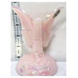 Fenton pink iridescent butterfly on branch