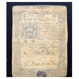 1773 Pennsylvania 10 shillings colonial note