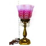 Fenton cranberry opalescent shade parlor lamp