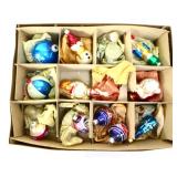 Lot of 12 glass ornaments w/ box