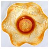 Marigold carnival opalescent holly pattern box