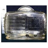 Vntg clear glass radio savings bank