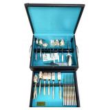 Lot of vntg Oneida flatware in black case