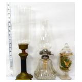 3 piece estate lot, inc oil lamp