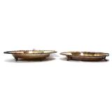 Lot of 2 round silverplate trays