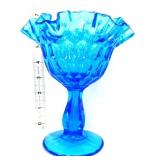 Fenton blue thumbprint 7in open compote