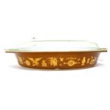 Vntg Pyrex 1.5qt early american divided dish w lid