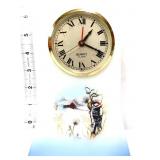 Fenton satin downy woodpecker christmas clock