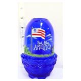 Fenton cobalt Stars & Stripes patriotic fairy lamp