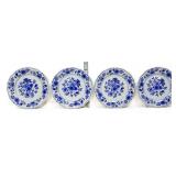 Lot of 4 blue dell 6in blue & white plates