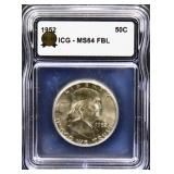 Graded MS64 1952 Franklin half dollar
