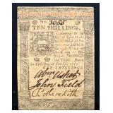 1773 10 shilling colonial note