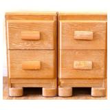 Pair MCM blonde 2 drawer nightstands as is
