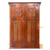 Carved wood 2 door wardrobe see photos