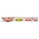 Lot of 4 glass bowls, inc pink depression