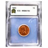 Graded MS66 1953 Lincoln wheat penny