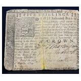 1769 Pennsylvania 5 shillings colonial note
