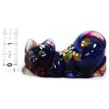 Fenton plum hand painted sitting cat figure