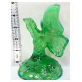 Fenton green opalescent butterfly on branch