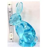 Blue 5in glass rabbit figure