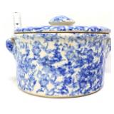 Forks Road Pottery spongeware crock w/ lid