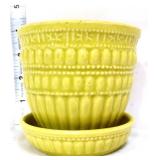 Vntg yellow McCoy planter with saucer