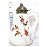 Victorian white floral syrup pitcher