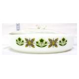 Vntg Fire King meadow green dish w/ lid