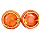 Pair vntg round orange coin trays