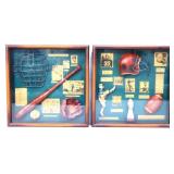 Lot of 2 sports themed shadow boxes