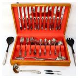 Lot of silverplate flatware in wood box