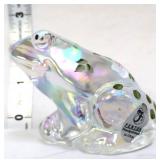 Fenton clear iridescent frog with white flowers