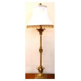 Gold tone dresser lamp w/ shade